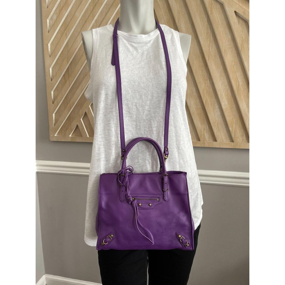 BALENCIAGA Mini Papier A4 Purple Leather Crossbody - Picture 6 of 11